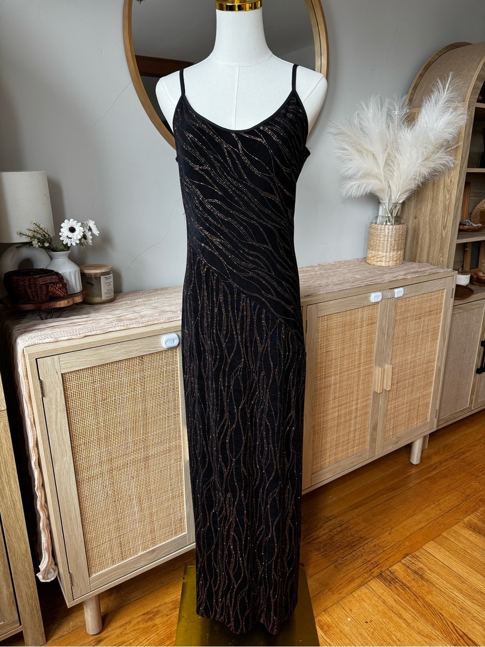 Rhapsody | Black Bronze Metallic Shimmer Maxi Slip Dress